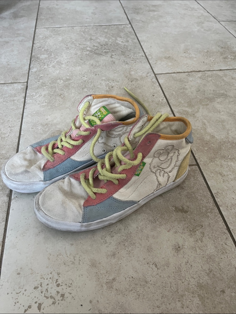 Vans Kids Pastel Multi-Color High-Top Sneakers with Cartoon Detail